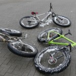 Die Mountainbikes sind komplett vereist.