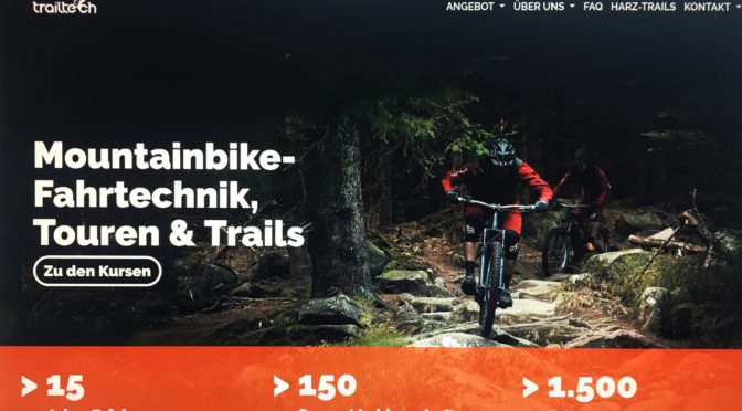 ein screenshot der neuen website mit mountainbiker